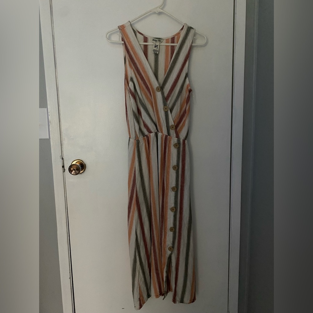 Indigo Rein boho striped maxi dress with buttons